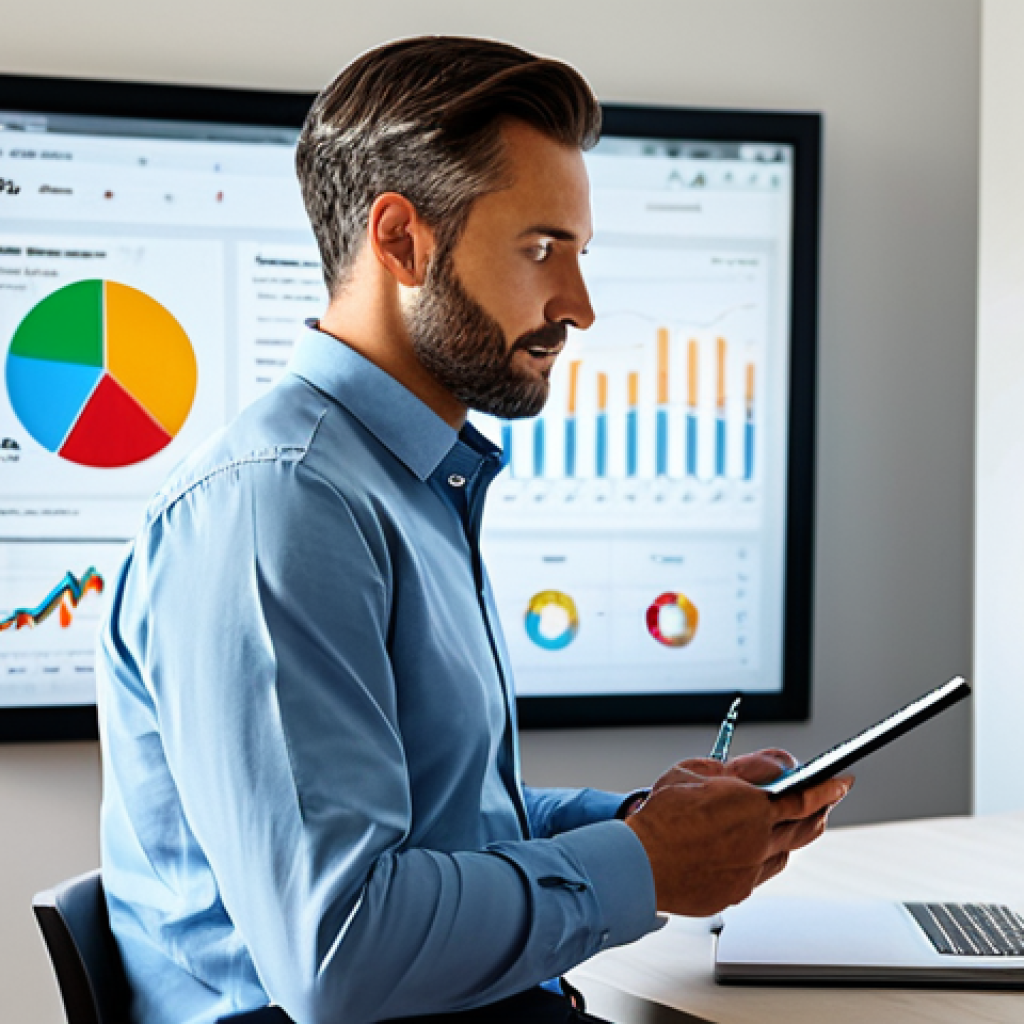 A professional French man in a modest business casual shirt, sitting comfortably at a sleek, minimalist desk in a modern, sunlit home office. He is looking intently at a tablet, which displays an intuitive financial application with personalized budget insights, colorful charts, and smart investment recommendations. The environment is clean and organized, with a subtle backdrop that implies efficiency and control. The image is a high-resolution, realistic photograph, captured with perfect anatomy, correct proportions, and a natural pose. fully clothed, modest clothing, appropriate attire, professional, safe for work, appropriate content, family-friendly.