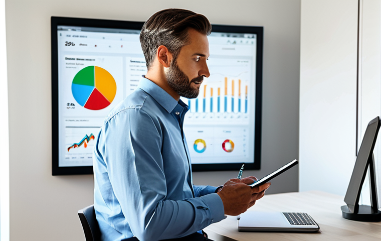 A professional French man in a modest business casual shirt, sitting comfortably at a sleek, minimalist desk in a modern, sunlit home office. He is looking intently at a tablet, which displays an intuitive financial application with personalized budget insights, colorful charts, and smart investment recommendations. The environment is clean and organized, with a subtle backdrop that implies efficiency and control. The image is a high-resolution, realistic photograph, captured with perfect anatomy, correct proportions, and a natural pose. fully clothed, modest clothing, appropriate attire, professional, safe for work, appropriate content, family-friendly.