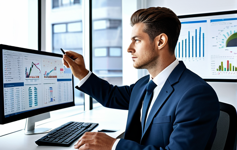 AI 금융 시장 데이터 분석 - AI-Powered Financial Analysis**

"A financial analyst, fully clothed in a professional business suit...