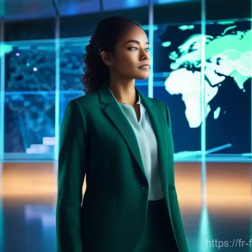 빅데이터 분석을 통한 재테크 전략 - **Prompt:** A diverse, professional-looking young woman, wearing smart casual attire like a blazer a...