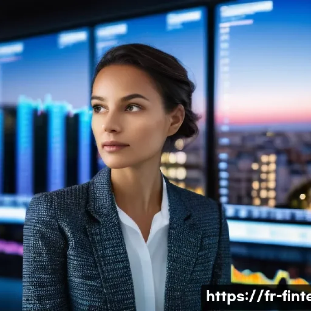 AI 투자 데이터 분석 - **Prompt:** A diverse, fully clothed female financial analyst, around 30-35 years old, with a chic, ...