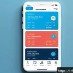 Home 19 재테크 앱 개발 - A sleek, modern smartphone screen displaying a French personal finance app dashboard with a clean, m...