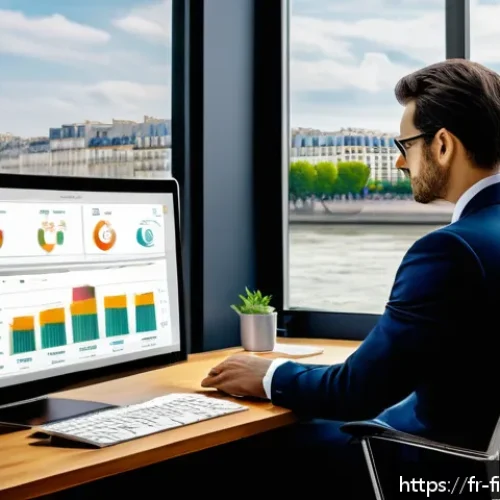 Home 30 자산 관리 자동화 도구 - A sleek, modern financial dashboard interface displayed on a high-resolution computer screen in a st...