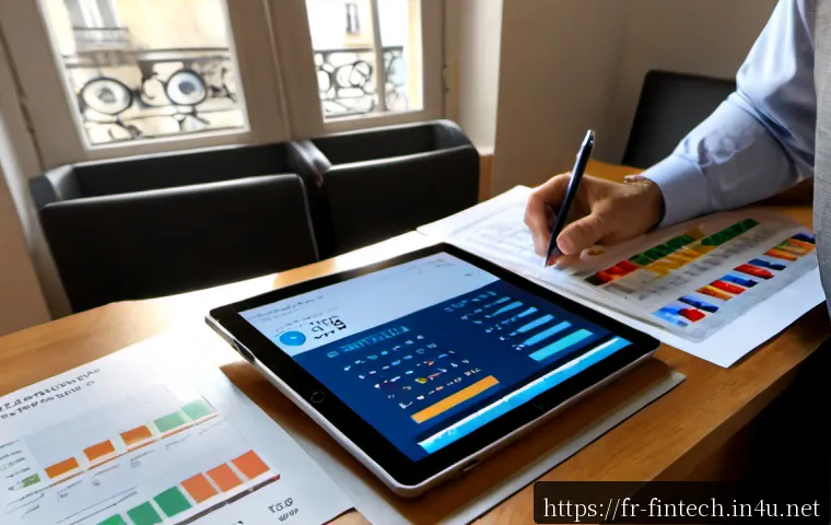 디지털 자산의 세금 전략 - Photorealistic French financial planning desk for digital asset tax strategy, a middle-aged professi...